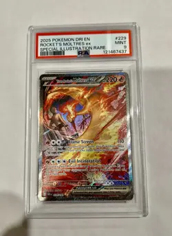 2025 POKEMON DRI EN-DESTINED RIVALS #229 TEAM ROCKET'S MOLTRES EX PSA 9 - Image 1
