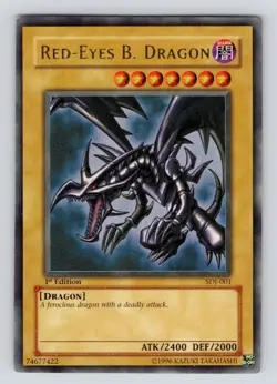 LP! Yugioh Red-Eyes Black Dragon SDJ-001 1st Edition Holo Rare Yu-Gi-Oh! - Image 1
