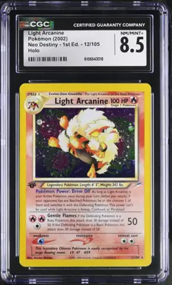 2002 POKEMON NEO DESTINY 1ST EDITION LIGHT ARCANINE #12/105 RARE HOLO CGC 8.5 - Image 1