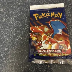Sealed Unweighed Pokemon Base Set Black Triangle Booster Pack - Charizard Art - Image 1