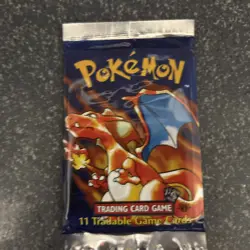 Sealed Unweighed Pokemon Base Set Black Triangle Booster Pack - Charizard Art - Image 3
