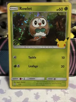 Pokemon McDonalds 25th Anniversary 7/25 Rowlet Holo - Image 1