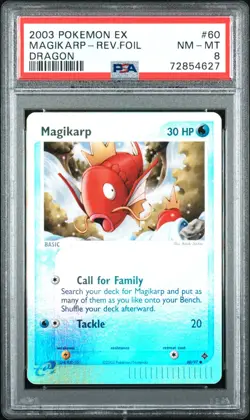 Pokemon Card Magikarp 60/97 Reverse Holo EX Dragon PSA 8 NM-MT - Image 1