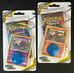 POKEMON SUN MOON COSMIC ECLIPSE BLISTER BOOSTER PACK NEW MISMAGIUS & TERRAKION - Image 1