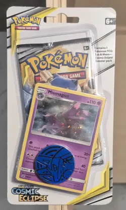 Pokemon Sun & Moon Cosmic Eclipse Sealed Blister Pack Mismagius Promo Coin - Image 1