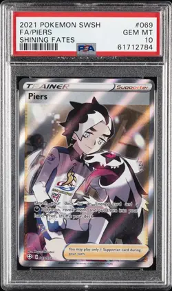 2021 POKEMON SWORD & SHIELD SHINING FATES #069 FULL ART/PIERS PSA 10 - Image 1
