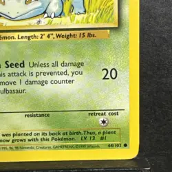 Pokemon TCG Bulbasaur Base Set 44/102 Unlimited Common Card WOTC Played MP - Image 4