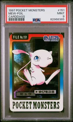 Pokemon 1997 Japanese Bandai Carddass Mew Prism Kira Holo Foil 151 PSA 9 Mint - Image 1