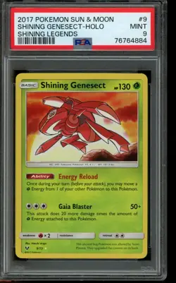 PSA 9 MINT Pokemon Shining Genesect Shining Legends Holo 9/73 - Image 1