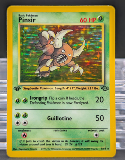 Pokemon 1st Edition Pinsir 9/64 Jungle TCG Rare Holo Card 1999 WOTC - Image 1