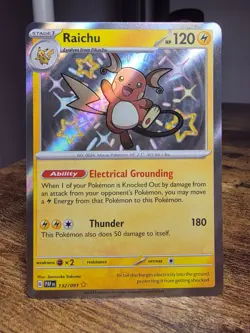 Pokemon Raichu - Shiny Rare Holo SV: Paldean Fates 2024 132/091 NM - Image 1