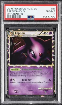 2010 POKEMON HEARTGOLD & SOULSILVER UNDAUNTED #81 ESPEON-HOLO PSA 8 - Image 1
