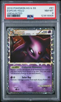 2010 POKEMON HEARTGOLD & SOULSILVER UNDAUNTED #81 ESPEON-HOLO PSA 8 - Image 1