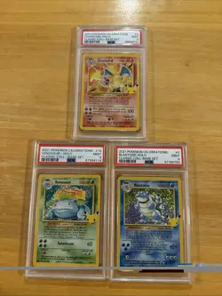 (Charizard Blastoise Venusaur) PSA 9 Mint 25th Anniversary Pokemon Graded Card - Image 1