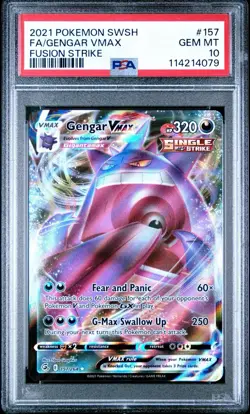 Gengar VMAX PSA 10 English Pokemon Card Fusion Strike 2021 Full Art 157/264 - Image 1