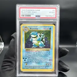 Pokemon TCG Blastoise Holo Shadowless Rare Card Base Set 2/102 PSA 4 - Image 1