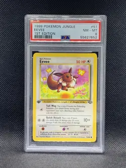 Pokemon Eevee Jungle 1999 1st Edition #51 PSA 8 - Image 1