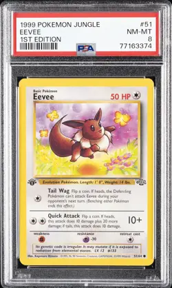 1999 POKEMON JUNGLE 1ST ED #51 EEVEE PSA 8 - Image 1