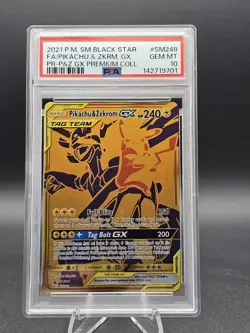 2021 POKEMON SM BLACK STAR PROMO #SM248 FULL ART/PIKACHU & ZEKROM GX PSA 10 - Image 1