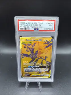 2021 POKEMON SM BLACK STAR PROMO #SM248 FULL ART/PIKACHU & ZEKROM GX PSA 9 - Image 1
