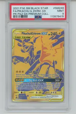 PSA 9 FA PIKACHU & ZEKROM GX 2021 Pokemon SM Black Star SM248 PREMIUM COLLECTION - Image 1