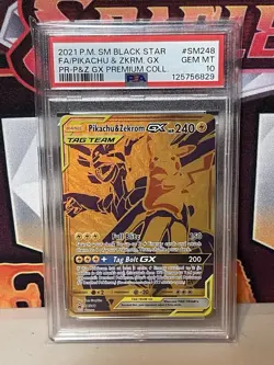 PSA 10 Pikachu & Zekrom GX SM248 Premium Collection Holo Pokemon Fresh Grade - Image 1