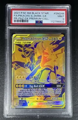 PSA 9 MINT 2021 POKEMON BLACK STAR PROMO #SM248 FA/PIKACHU & ZEKROM GX - Image 1