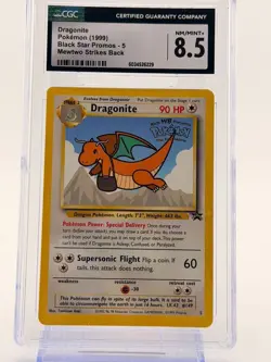1999 POKEMON BLACK STAR PROMOS MEWTWO STRIKES BACK #5 DRAGONITE CGC 8.5 - Image 1