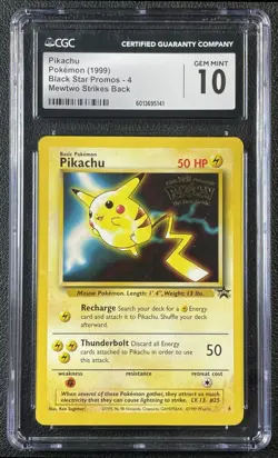 PIKACHU CGC 10 1999 POKEMON BLACK STAR PROMOS #4 MOVIE MEWTWO STRIKES BACK 141 - Image 1