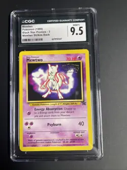 CGC 9.5 MINT+ Mewtwo # 3 WB Movie WOTC Black Star PROMO Pokemon Card - Image 1