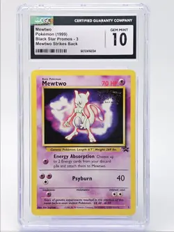 MEWTWO 1999 POKEMON MEWTWO STRIKES BACK BLACK STAR PROMO #3 CGC 10 - Image 1