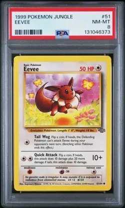 1999 Pokemon Jungle Eevee #51 Graded PSA 8 NM MINT - Image 1