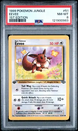 1999 Pokemon Jungle 1st Edition Eevee #51 PSA 8 RARE JA - Image 1