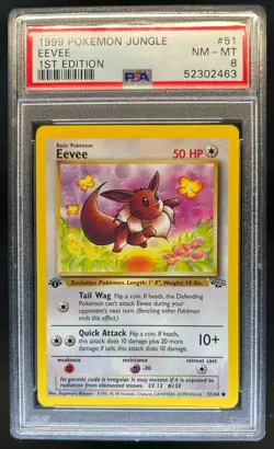 1999 Pokemon Jungle 1st Edition Eevee #51/64 PSA 8 - Image 1