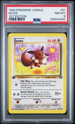 1999 POKEMON JUNGLE 1ST EDITION #51 EEVEE PSA 8 - Image 1
