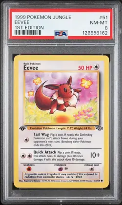 1999 POKEMON JUNGLE 1ST EDITION #51 EEVEE PSA 8 - Image 1