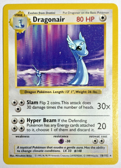 Pokemon TCG Dragonair (Shadowless) Rare Card #18/102 Base Set - Image 1