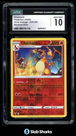 2020 POKEMON SWORD & SHIELD VIVID VOLTAGE #025/185 CHARIZARD REVERSE HOLO CGC 10 - Image 1