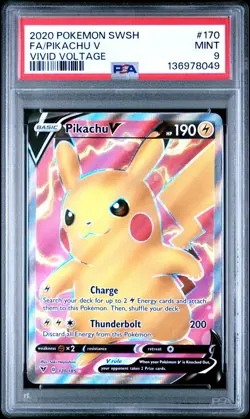 Pikachu V PSA 9 Vivid Voltage Full Art 170/185 Pokemon Card 2020 SWSH - Image 1