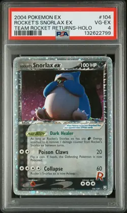 2004 POKEMON EX TEAM ROCKET RETURNS #104 ROCKET'S SNORLAX EX-HOLO PSA 4 - Image 1