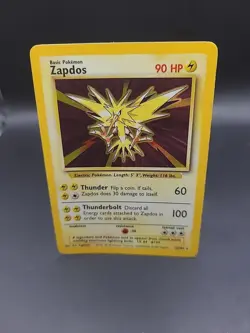 Pokemon TCG Zapdos Holo Rare Card Base Set 16/102, 1999 HP - Image 1
