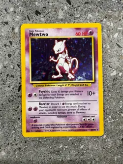Pokemon TCG Cards Mewtwo 10/102 Base Set Holo Rare LP - Image 1