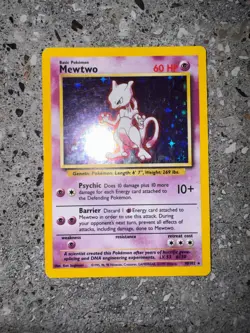 Pokemon TCG Cards Mewtwo 10/102 Base Set Holo Rare LP - Image 3