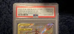 PSA 8 Espeon & Deoxys GX SM240 Black Star Promo TAG TEAM Holo Pokemon Card - Image 3