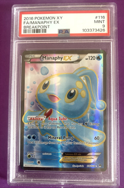 Pokemon PSA 9 MINT Manaphy EX 116/122 Breakpoint FA Holofoil 2016 S#4155 - Image 1