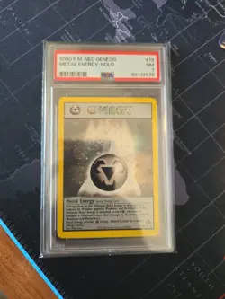 PSA 7 METAL ENERGY 19/111 Holo Swirl Rare Neo Genesis 2000 - Pokemon Card WOTC - Image 1