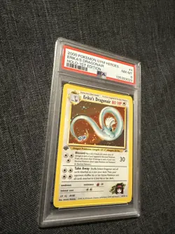 Pokemon TCG Erika's Dragonair Holo 1st Edition 4/132 PARTIAL SWIRL PSA 8 - Image 1