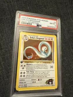 Pokemon TCG Erika's Dragonair Holo 1st Edition 4/132 PARTIAL SWIRL PSA 8 - Image 2