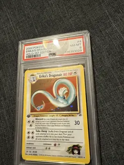 Pokemon TCG Erika's Dragonair Holo 1st Edition 4/132 PARTIAL SWIRL PSA 8 - Image 3