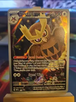 Pokemon Noctowl TCG Stellar Crown 141 Black Star Promo Holo Card NM Condition - Image 1